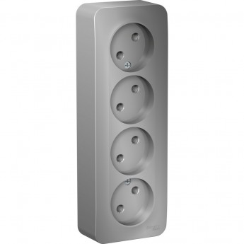 Четырёхместная розетка SCHNEIDER ELECTRIC BLANCA без заземления, без шторок, с изолирующей пластиной, 16А, 250В, АЛЮМИНИЙ